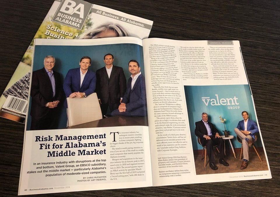 Business Alabama Features Valent: Risk Management for the Middle Market